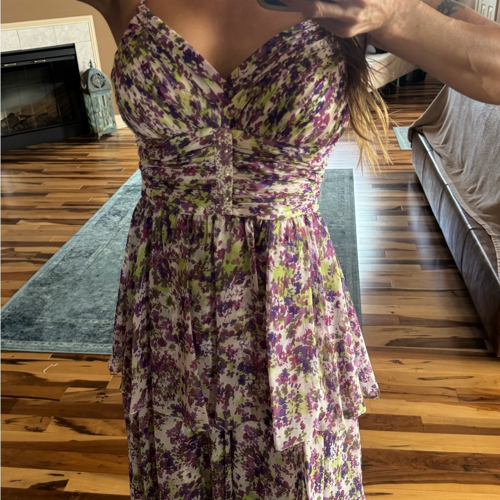 Aidan by Aidan Mattox purple and green Floral Maxi Dress- - Picture 8 of 16